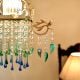 Blue & Green Modern Chandelier Made of Brass and Glass